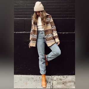 BLUE B Mohegan Brown Striped Shacket